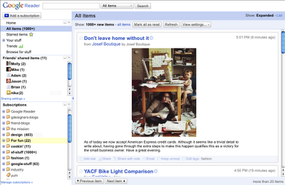 Google Reader Redesigned